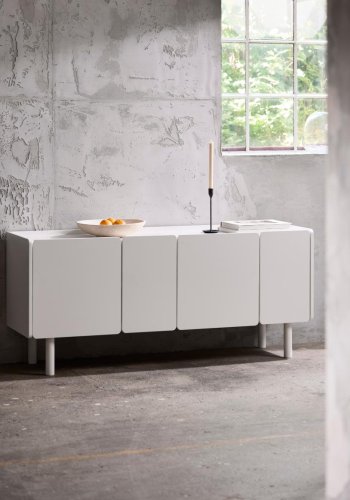 Bera sk�nk, m. 4 l�ger og 2 hylder - hvid MDF og jern (B:160)