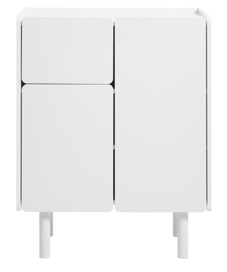 Bera skab, m. 3 l�ger og 2 hylder - hvid MDF og jern (H:100)