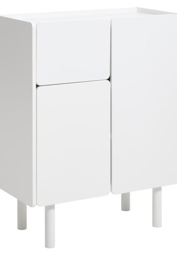 Bera skab, m. 3 l�ger og 2 hylder - hvid MDF og jern (H:100)