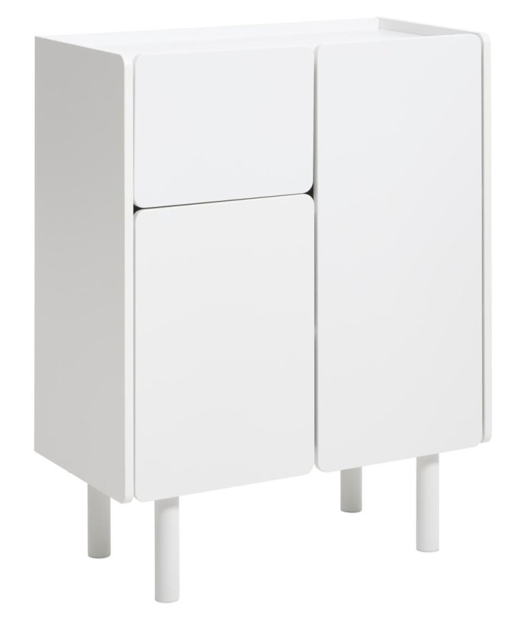 Bera skab, m. 3 l�ger og 2 hylder - hvid MDF og jern (H:100)