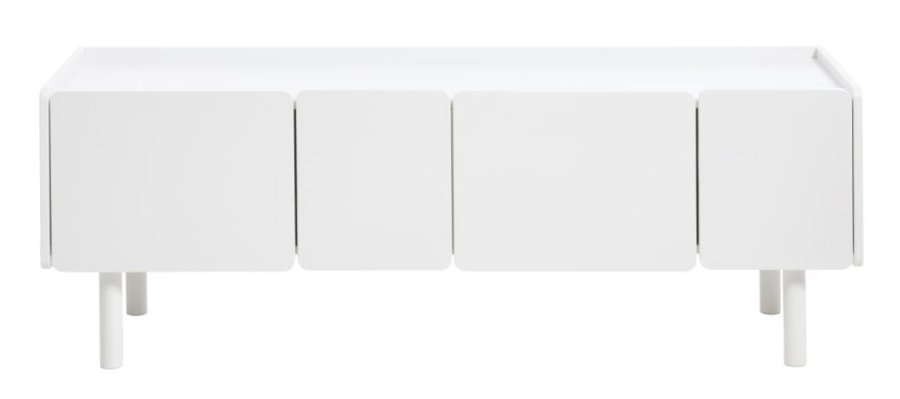 Bera TV-bord, m. 4 l�ger - hvid MDF og jern (160x45)