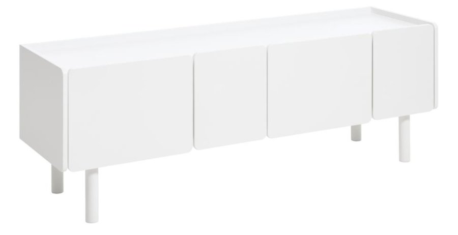 Bera TV-bord, m. 4 l�ger - hvid MDF og jern (160x45)