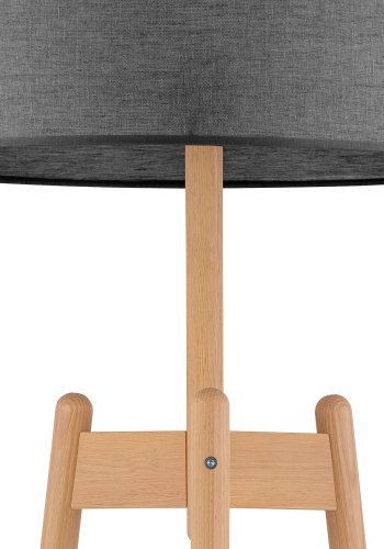 TK Perez gulvlampe - grtt stoff og naturlig tre