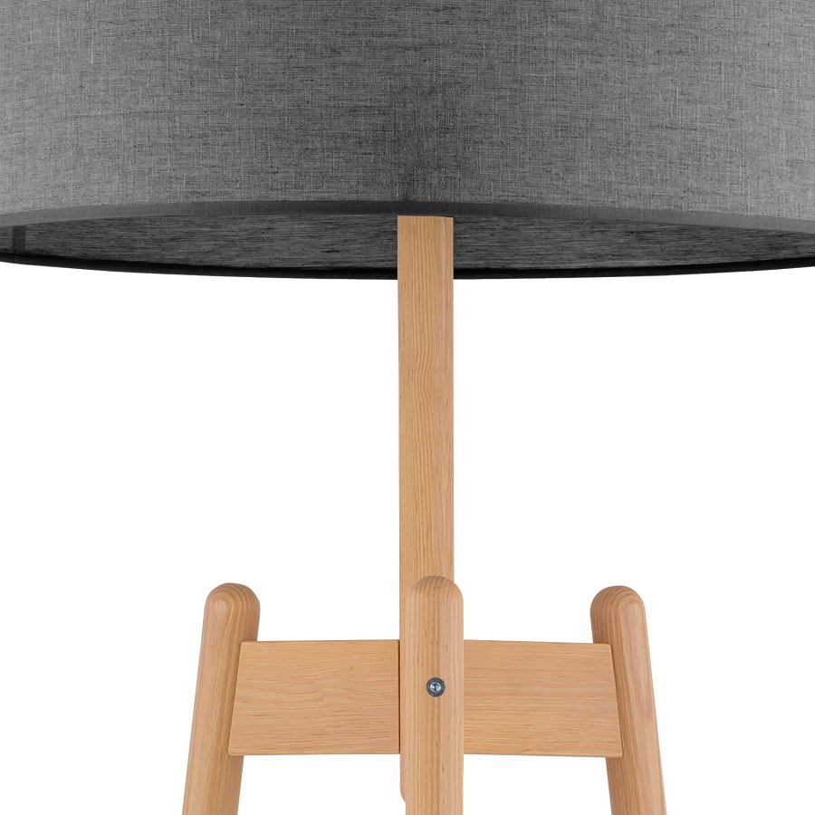 TK Perez gulvlampe - grtt stoff og naturlig tre