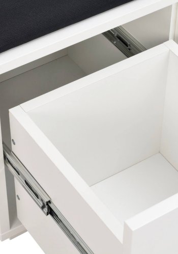 ROWICO Confetti bnk - hvidlakeret tr/sort stofhynde, m. 2 skuffer