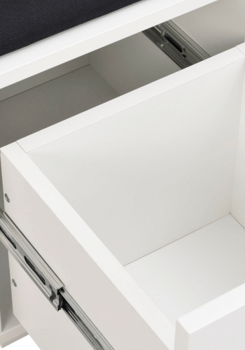 ROWICO Confetti bnk - hvidlakeret tr/sort stofhynde, m. 3 skuffer