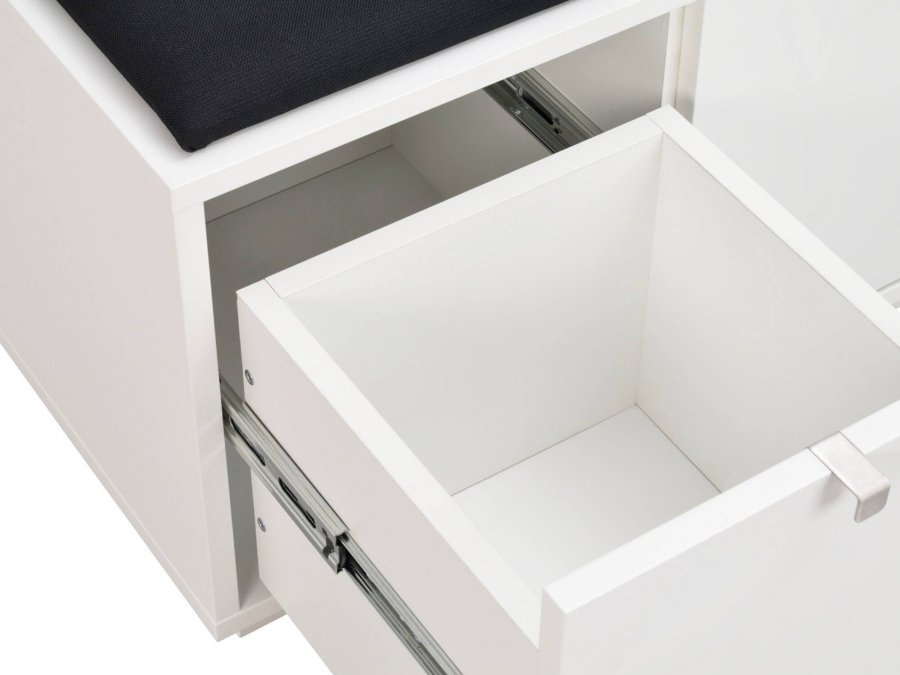 ROWICO Confetti bnk - hvidlakeret tr/sort stofhynde, m. 2 skuffer