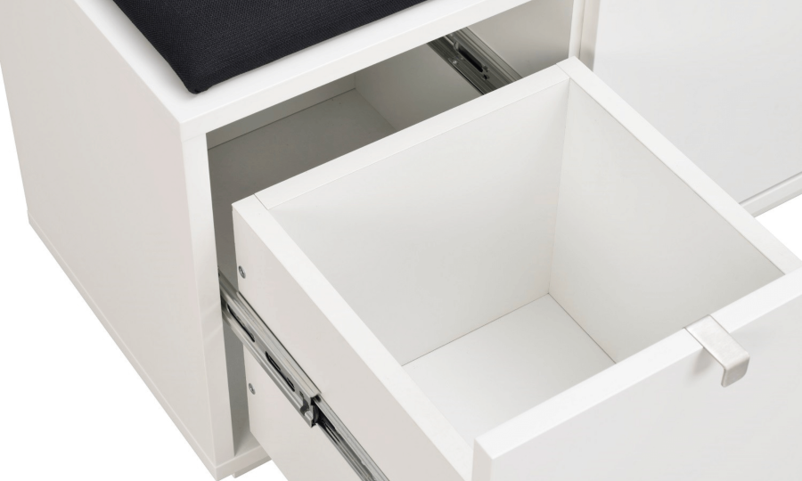 ROWICO Confetti bnk - hvidlakeret tr/sort stofhynde, m. 3 skuffer