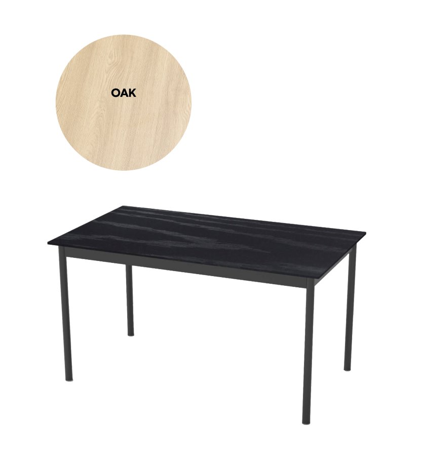 Esstisch Pensacola, rechteckig – Melamin aus natürlicher Eiche und schwarzes Metall (85 x 140)