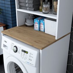 KD101 vaskemaskineskab, m. 2 l�ger og 1 hylde, rektangul�r - valn�d og hvid melamin (65x60)
