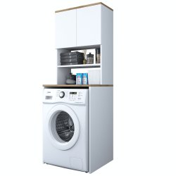 KD101 vaskemaskineskab, m. 2 l�ger og 1 hylde, rektangul�r - valn�d og hvid melamin (65x60)