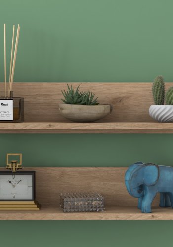 FUNZI LIVING E16 vegghylle - valnttfarget melamin (sett med 2)