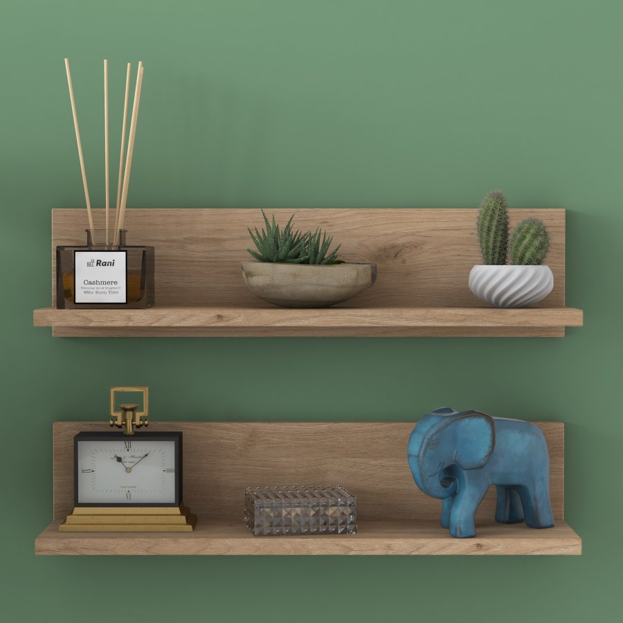 FUNZI LIVING E16 vegghylle - valnttfarget melamin (sett med 2)