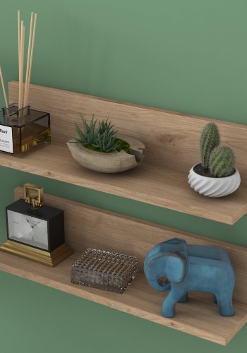 FUNZI LIVING E16 vegghylle - valnttfarget melamin (sett med 2)