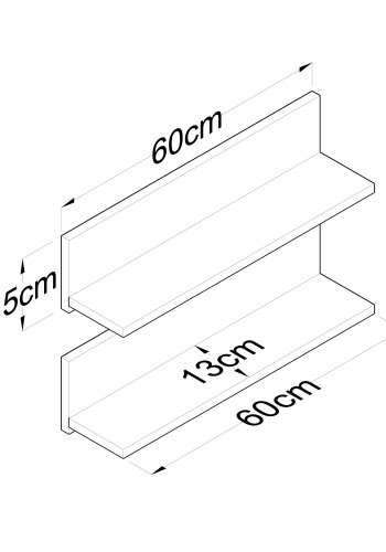FUNZI LIVING E16 vegghylle - valnttfarget melamin (sett med 2)