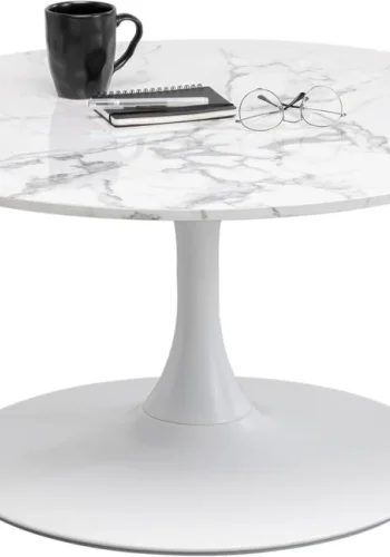 KARE DESIGN Schickeria sofabord, rund - hvid marmorlook laminat og hvid stl (80)