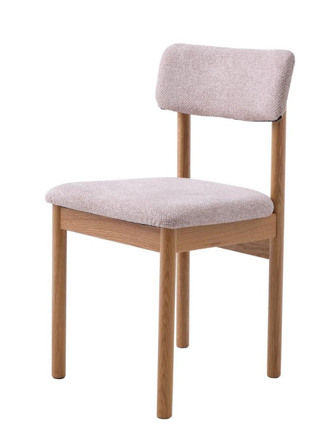 Canora spisebordsstol - sand boucl� polyester stof og natur egetr�