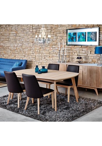 ACT NORDIC Marte spisebord, m. udtrk - hvidpigmenteret egetrsfiner og egetr (180x102)