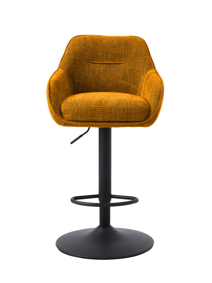 Avola Select Barhocker, mit Rckenlehne, Armlehnen, Fusttze, Trompetenfu  rostfarbenes Polyester und schwarzer Stahl