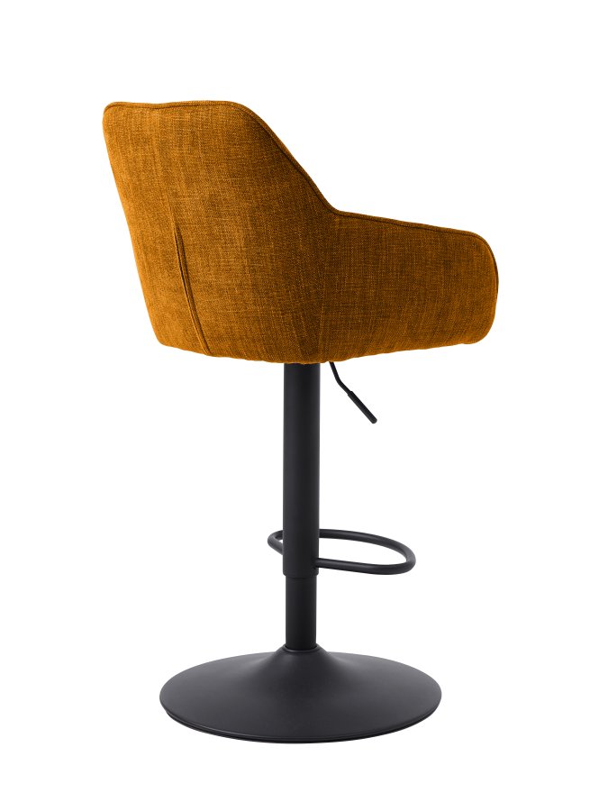 Avola Select Barhocker, mit Rckenlehne, Armlehnen, Fusttze, Trompetenfu  rostfarbenes Polyester und schwarzer Stahl