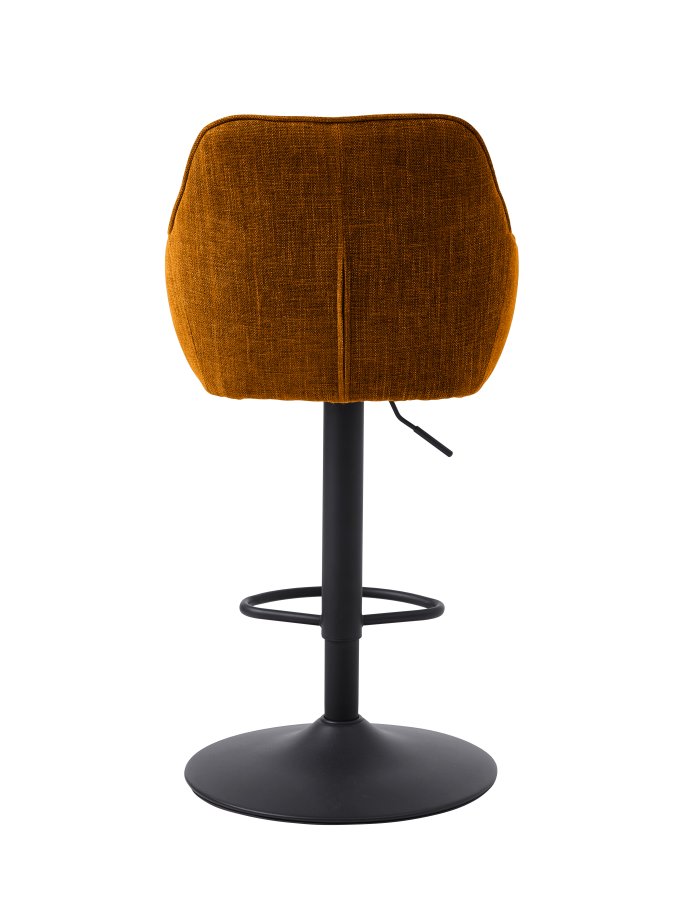 Avola Select Barhocker, mit Rckenlehne, Armlehnen, Fusttze, Trompetenfu  rostfarbenes Polyester und schwarzer Stahl