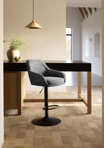 Avola Select Barhocker, mit Rckenlehne, Armlehnen, Fusttze, Trompetenfu  graphitgraues Polyester und schwarzer Stahl
