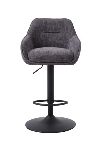 Avola Select Barhocker, mit Rckenlehne, Armlehnen, Fusttze, Trompetenfu  graphitgraues Polyester und schwarzer Stahl