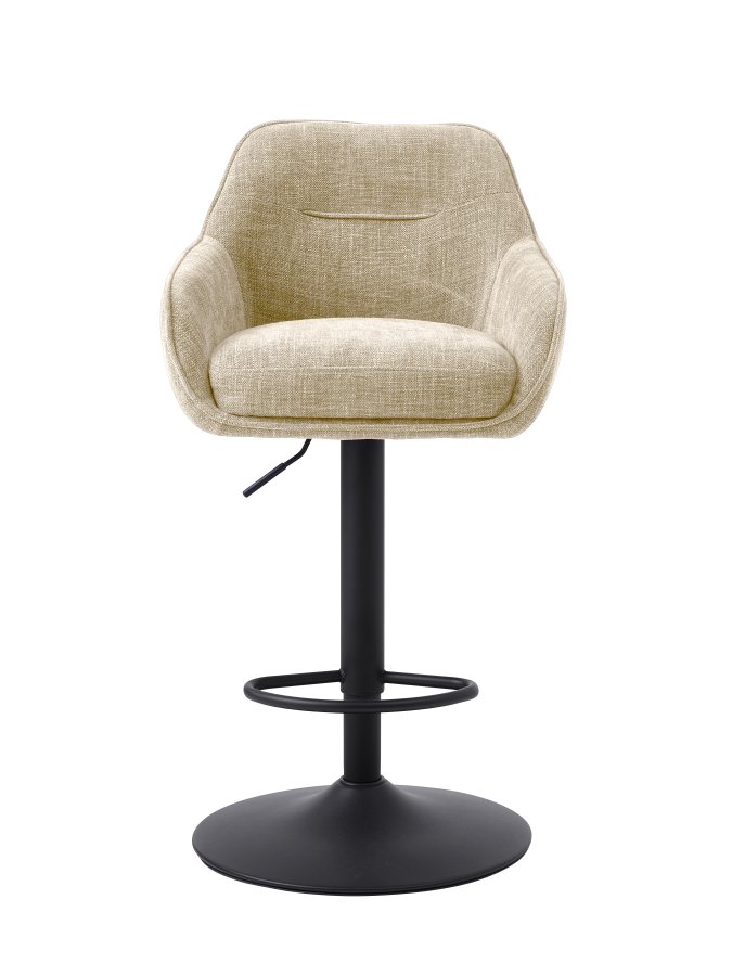 Avola Select Barhocker, mit Rckenlehne, Armlehnen, Fusttze, Trompetenfu  Leinenpolyester und schwarzer Stahl