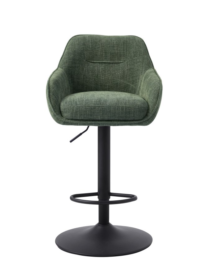 Avola Select Barhocker, mit Rckenlehne, Armlehnen, Fusttze, Trompetenfu  waldgrnes Polyester und schwarzer Stahl