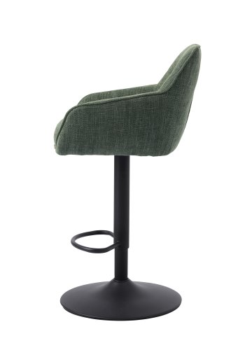Avola Select Barhocker, mit Rckenlehne, Armlehnen, Fusttze, Trompetenfu  waldgrnes Polyester und schwarzer Stahl