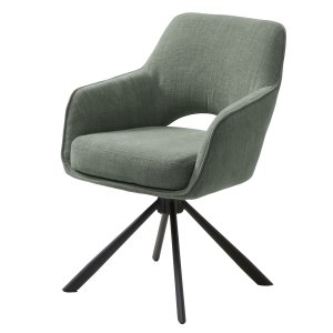 UNIQUE FURNITURE Cowley spisebordsstol, m. arml�n og drejefunktion - skovgr�n polyester og sorte ben