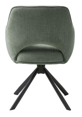 UNIQUE FURNITURE Cowley spisebordsstol, m. arml�n og drejefunktion - skovgr�n polyester og sorte ben