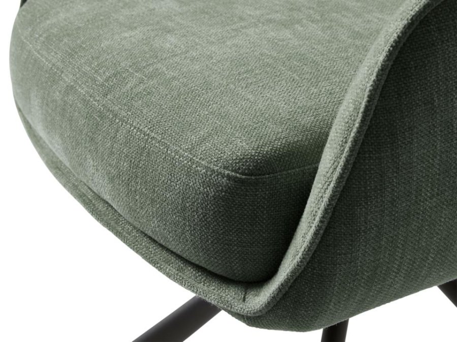 UNIQUE FURNITURE Cowley spisebordsstol, m. arml�n og drejefunktion - skovgr�n polyester og sorte ben