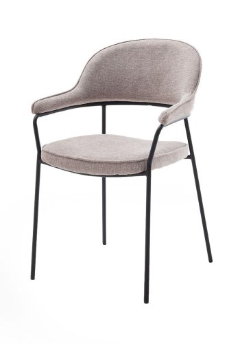 UNIQUE FURNITURE Kindersley spisebordsstol, m. arml�n - sand polyester og sort st�l