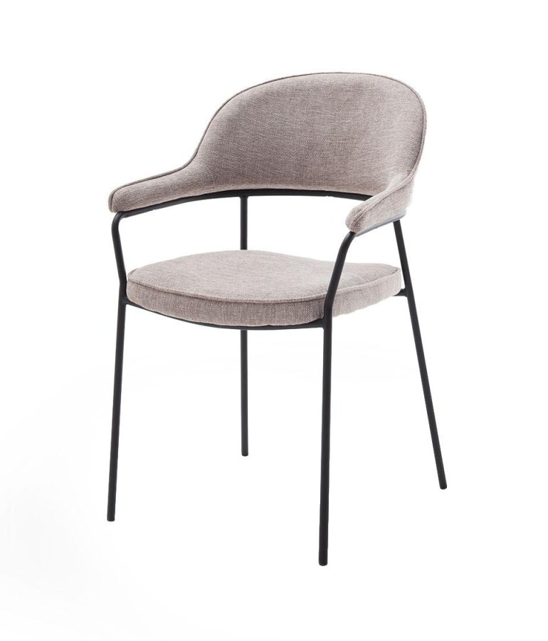 UNIQUE FURNITURE Kinderslev spisebordsstol, m. arml�n - sand polyester og sort st�l