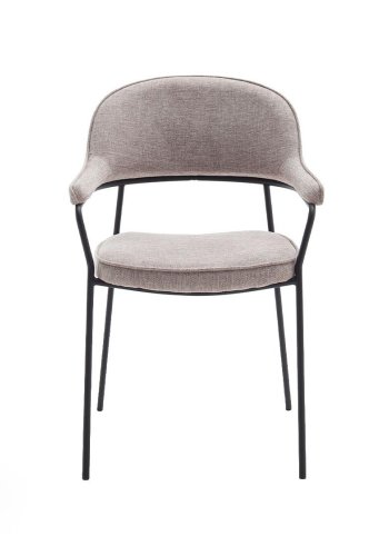 UNIQUE FURNITURE Kindersley spisebordsstol, m. arml�n - sand polyester og sort st�l