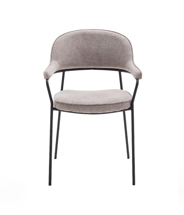 UNIQUE FURNITURE Kinderslev spisebordsstol, m. arml�n - sand polyester og sort st�l