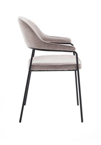 UNIQUE FURNITURE Kinderslev spisebordsstol, m. arml�n - sand polyester og sort st�l