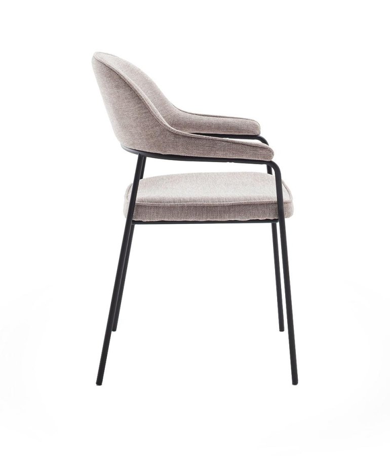 UNIQUE FURNITURE Kinderslev spisebordsstol, m. arml�n - sand polyester og sort st�l