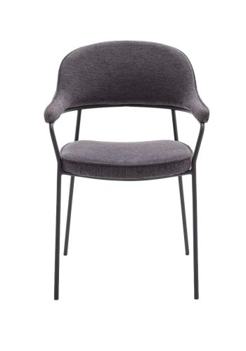 UNIQUE FURNITURE Kindersley spisebordsstol, m. arml�n - m�rkegr� polyester og sort st�l