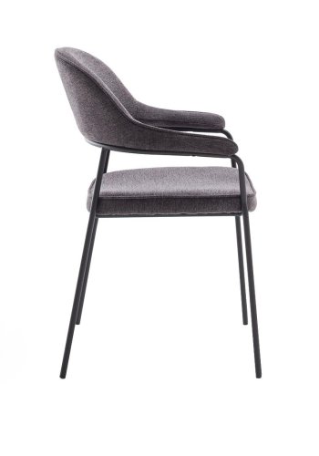 UNIQUE FURNITURE Kindersley spisebordsstol, m. arml�n - m�rkegr� polyester og sort st�l