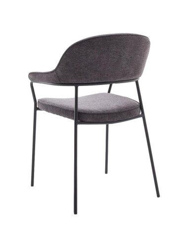 UNIQUE FURNITURE Kindersley spisebordsstol, m. arml�n - m�rkegr� polyester og sort st�l