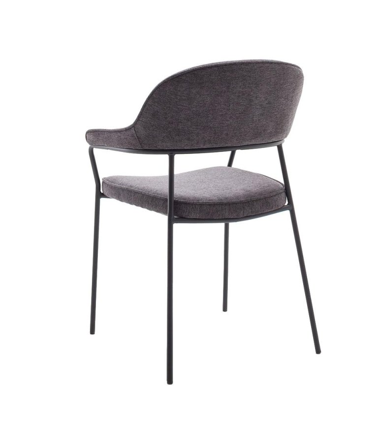 UNIQUE FURNITURE Kindersley spisebordsstol, m. arml�n - m�rkegr� polyester og sort st�l