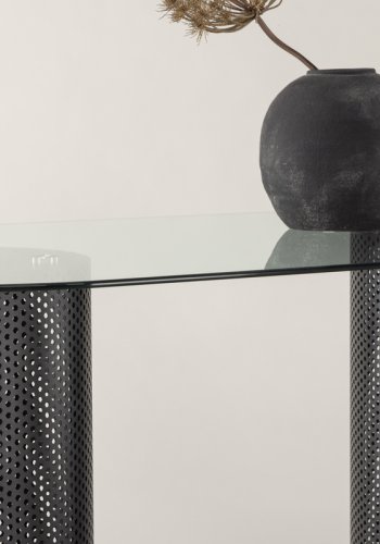 VIND COLLECTION Glasgow x Josefin Lustig spisebord, ovalt - klart glass og sort stl (200x100)