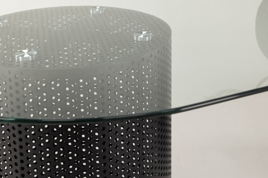 VIND COLLECTION Glasgow x Josefin Lustig spisebord, ovalt - klart glass og sort stl (200x100)