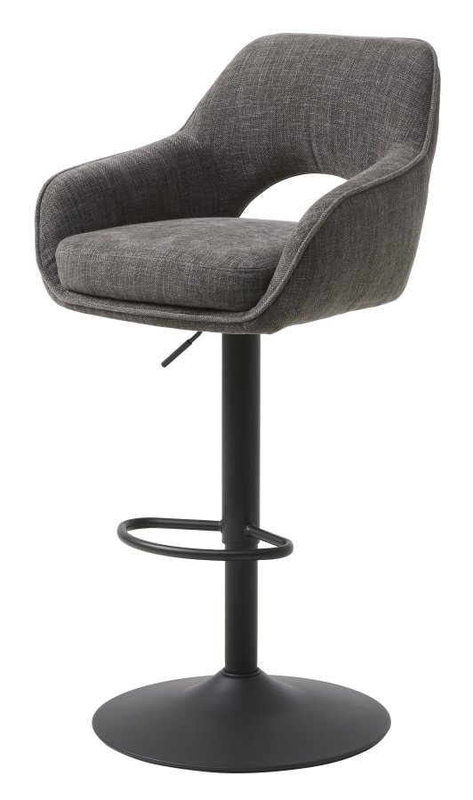 UNIQUE FURNITURE Cowley barstol, m. rygl�n, arml�n og fodst�tte - grafitgr� polyester og sorte ben