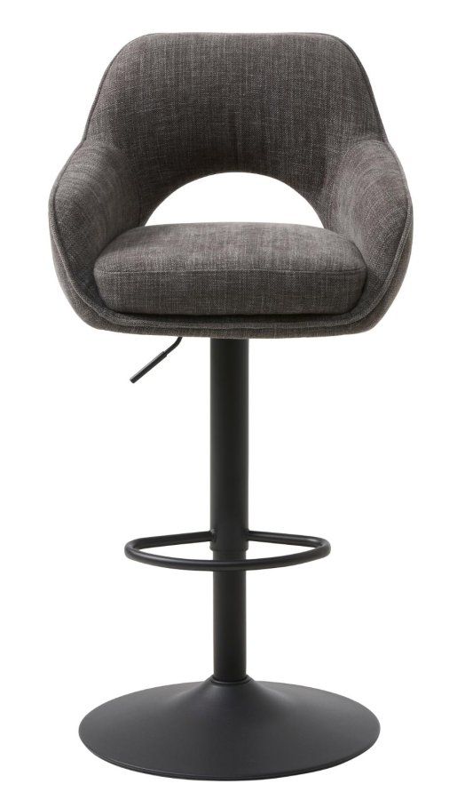 UNIQUE FURNITURE Cowley barstol, m. rygl�n, arml�n og fodst�tte - grafitgr� polyester og sorte ben