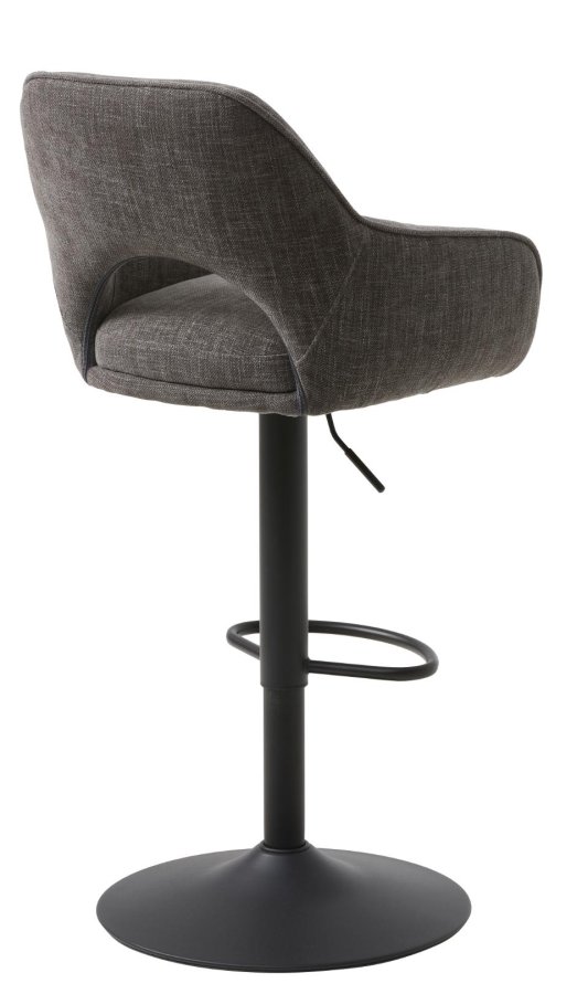 UNIQUE FURNITURE Cowley barstol, m. rygl�n, arml�n og fodst�tte - grafitgr� polyester og sorte ben