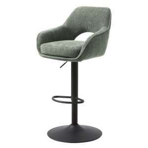 UNIQUE FURNITURE Cowley barstol, m. rygl�n, arml�n og fodst�tte - skovgr�n polyester og sorte ben