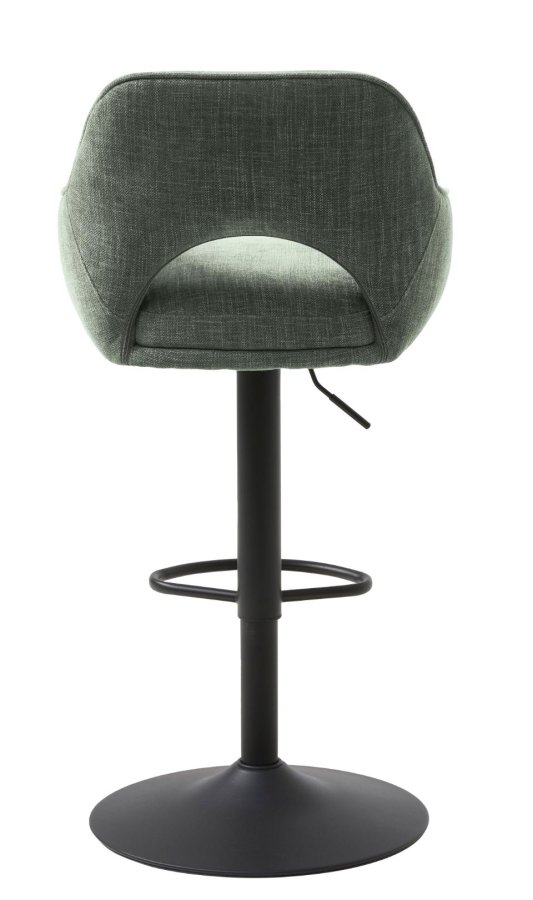 UNIQUE FURNITURE Cowley barstol, m. rygl�n, arml�n og fodst�tte - skovgr�n polyester og sorte ben